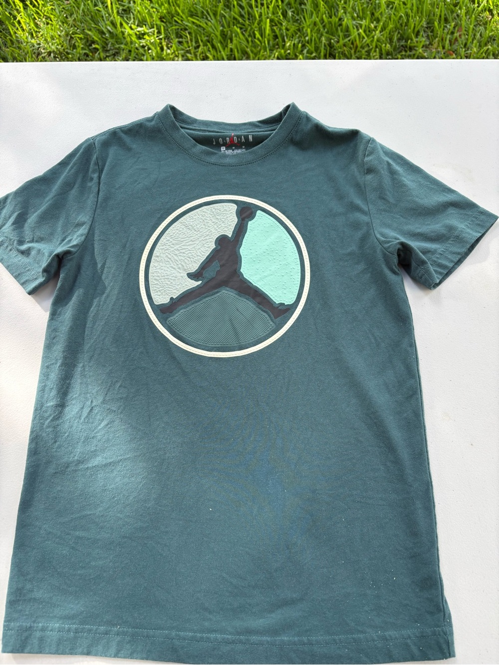 Jordan Teal Short-Sleeve Tee with Circular Jumpman Graphic